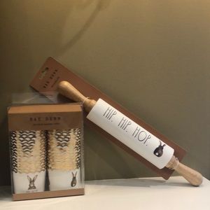 🐰Easter Rae Dunn Hip Hip Hop Rilling pin and bunny  Hip Hop baking cups 🐰